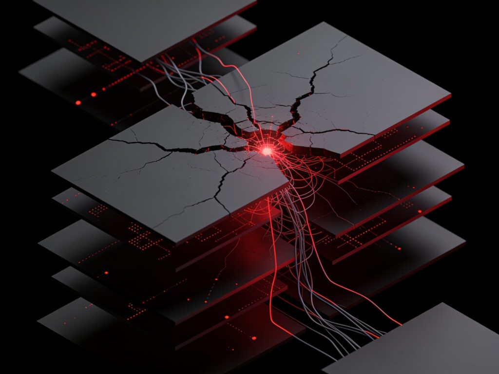 Diagram showing AI incident governance failures preceding a technical incident