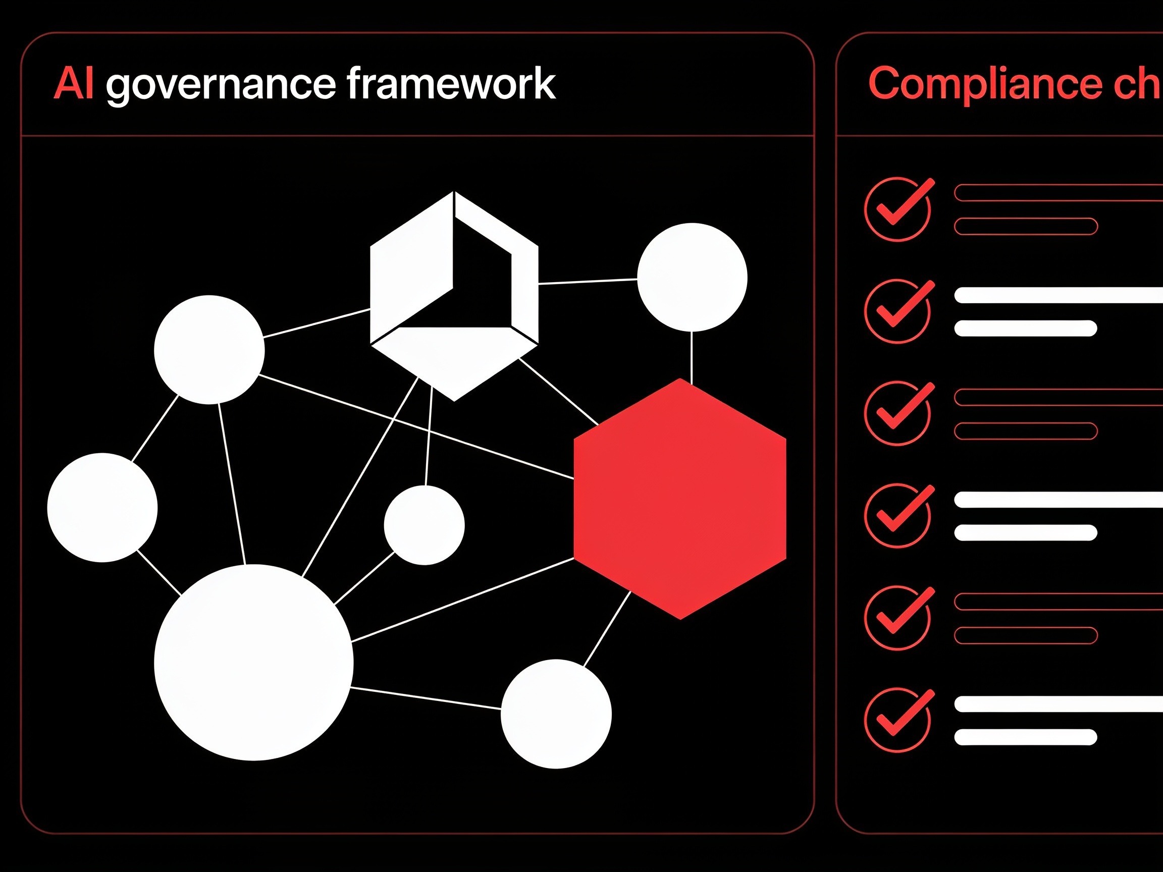 Diagram contrasting an AI governance framework with a compliance checklist