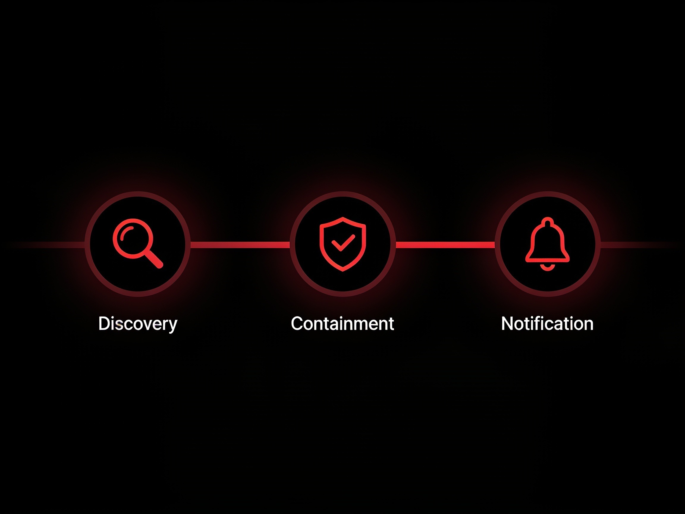 Timeline showing AI incident response stages from discovery to containment and notification